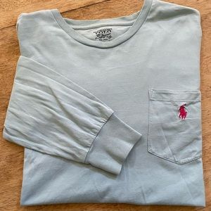 Polo by Ralph Lauren Men’s Medium Light Blue Long Sleeve‎ Cotton Pullover Tee
